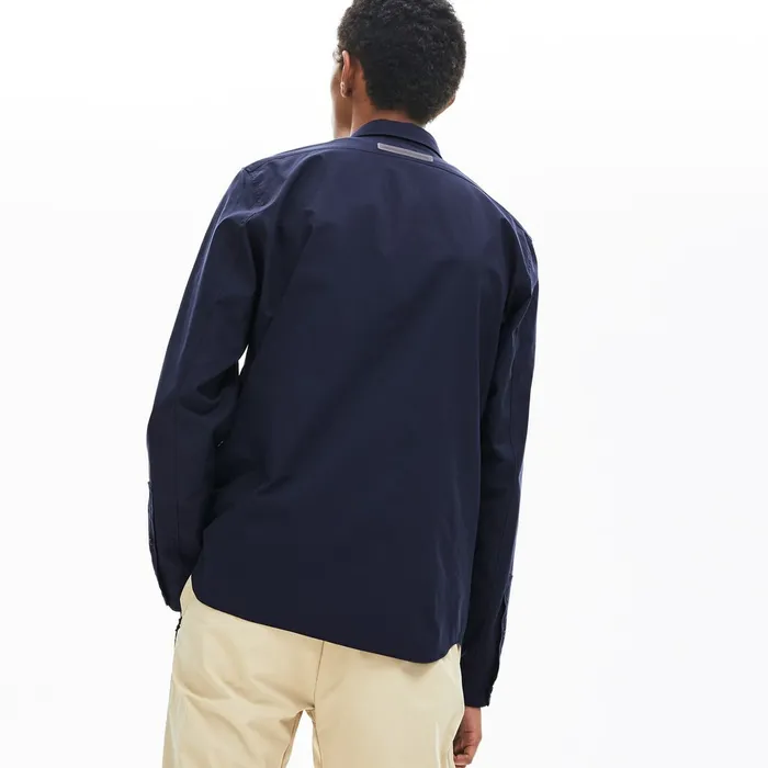 Motion Breathable Stretch Cotton Shirt Navy Blue Mens Lacoste Button Down Shirts Online Outlet Store