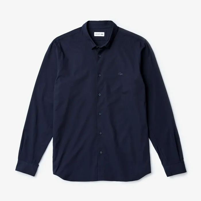 Motion Breathable Stretch Cotton Shirt Navy Blue Mens Lacoste Button Down Shirts Online Outlet Store