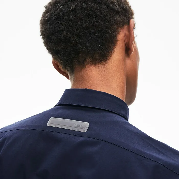 Motion Breathable Stretch Cotton Shirt Navy Blue Mens Lacoste Button Down Shirts Online Outlet Store