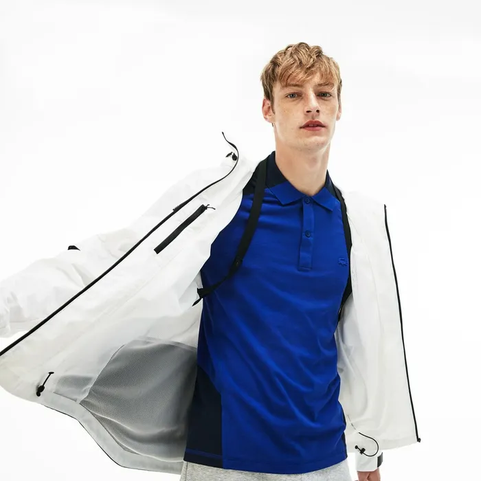 Motion Collapsible Colorblock Windbreaker WhiteBlack Mens Lacoste Jackets and Coats Cheap On Sale