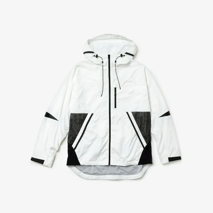 Motion Collapsible Colorblock Windbreaker WhiteBlack Mens Lacoste Jackets and Coats Cheap On Sale