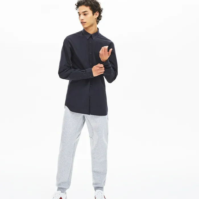 Motion Ergonomic Paneled Stretch Cotton Shirt Dark Grey Mens Lacoste Button Down Shirts Shop Online