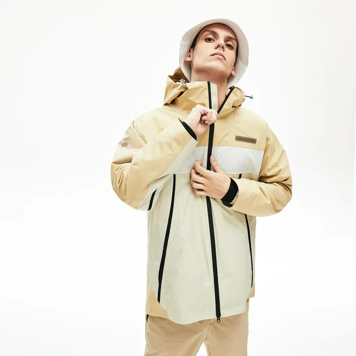 Motion Lightweight Quilted Short Parka BeigeGrey Mens Lacoste Jackets and Coats Online