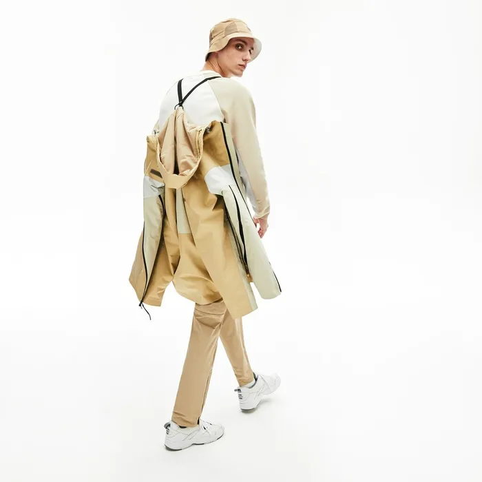 Motion Lightweight Quilted Short Parka BeigeGrey Mens Lacoste Jackets and Coats Online