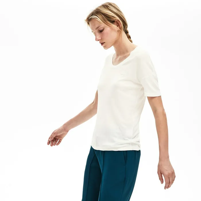 Motion Lightweight Ribbed Lyocell TShirt White Womens Lacoste TShirts For Sale