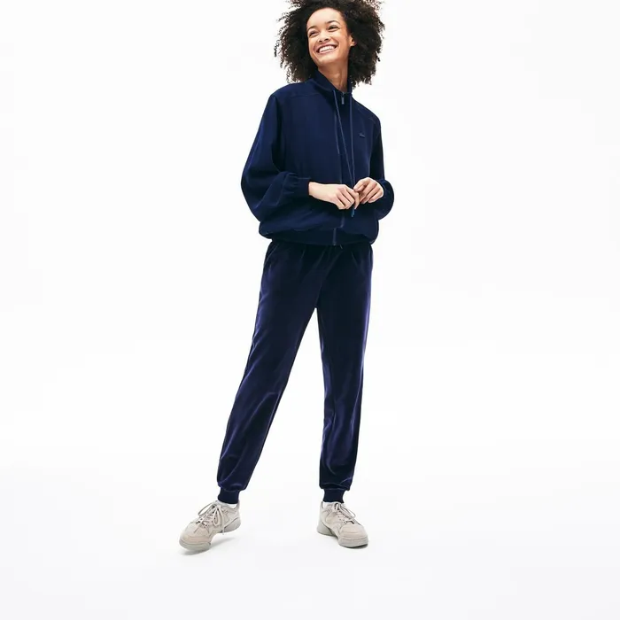 Motion Oversized Twill Zippered Jacket Navy Blue Womens Lacoste Sweaters and Sweatshirts Gift 4 You