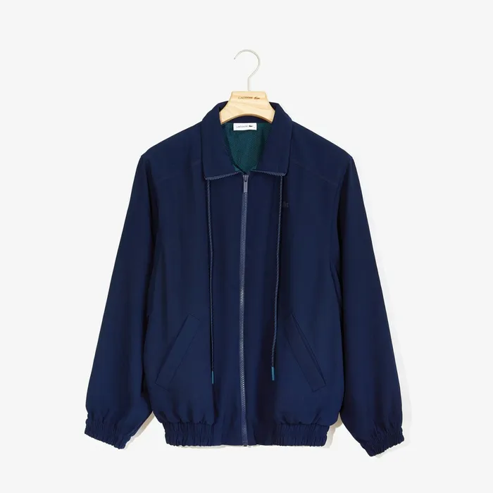Motion Oversized Twill Zippered Jacket Navy Blue Womens Lacoste Sweaters and Sweatshirts Gift 4 You