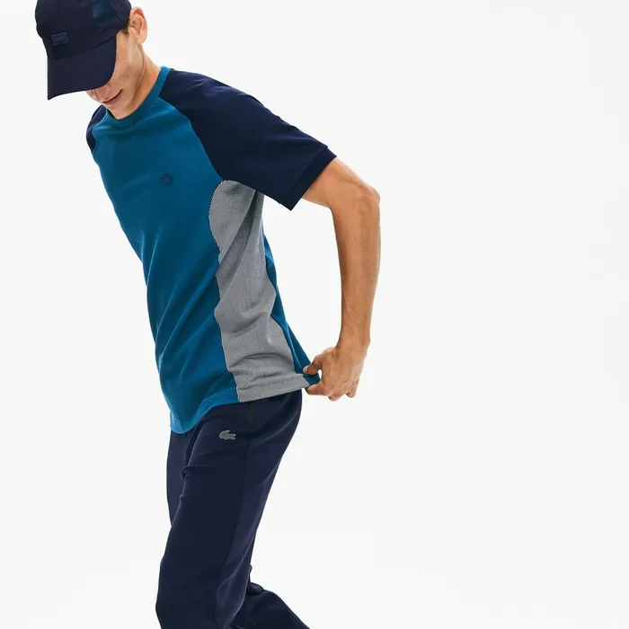 Motion Regular Fit Colorblock CottonPiqu Performance Tshirt Navy BlueGreyNavy Blue Mens Lacoste TShirts For Sale