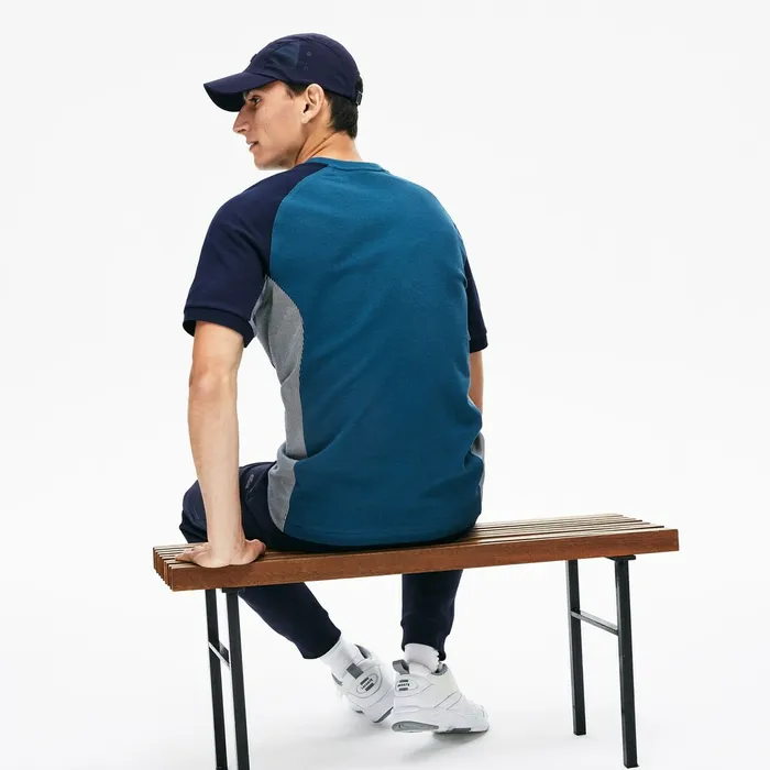 Motion Regular Fit Colorblock CottonPiqu Performance Tshirt Navy BlueGreyNavy Blue Mens Lacoste TShirts For Sale