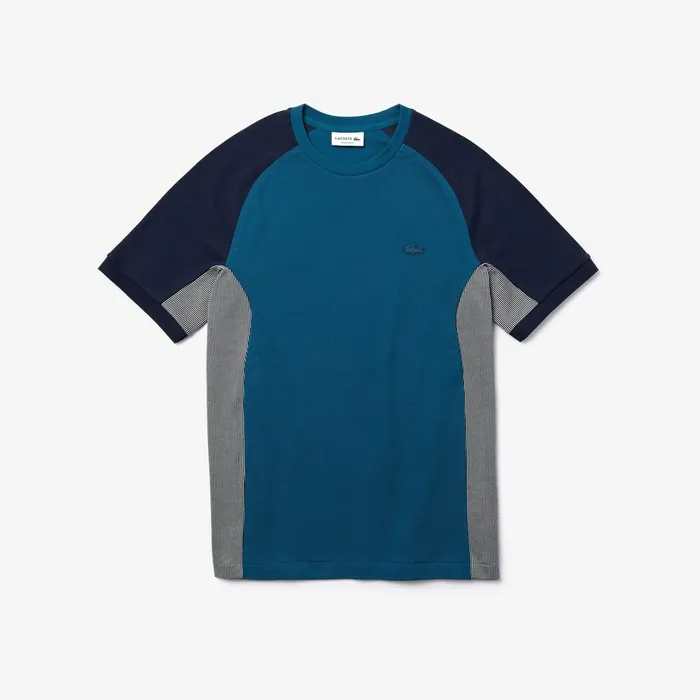 Motion Regular Fit Colorblock CottonPiqu Performance Tshirt Navy BlueGreyNavy Blue Mens Lacoste TShirts For Sale