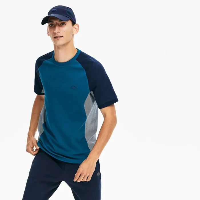 Motion Regular Fit Colorblock CottonPiqu Performance Tshirt Navy BlueGreyNavy Blue Mens Lacoste TShirts For Sale
