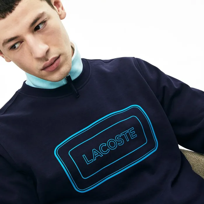 Motion Regular Fit Crew Neck Cotton Sweatshirt Navy Blue Mens Lacoste Sweatshirts Outlet Factory