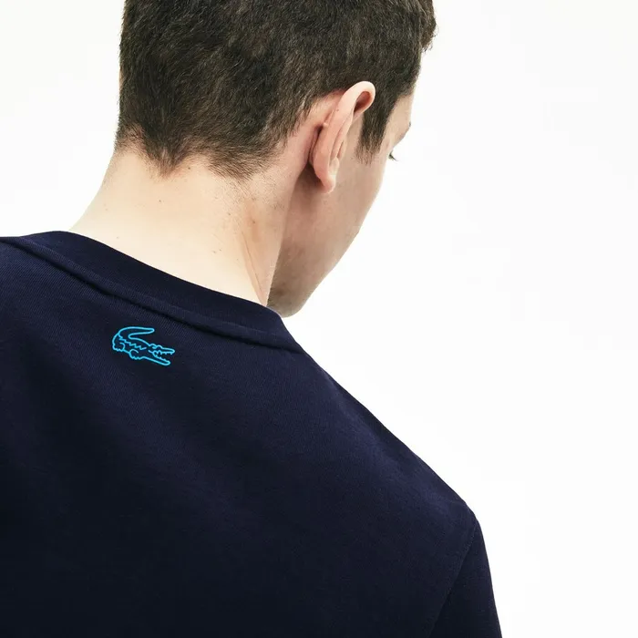 Motion Regular Fit Crew Neck Cotton Sweatshirt Navy Blue Mens Lacoste Sweatshirts Outlet Factory