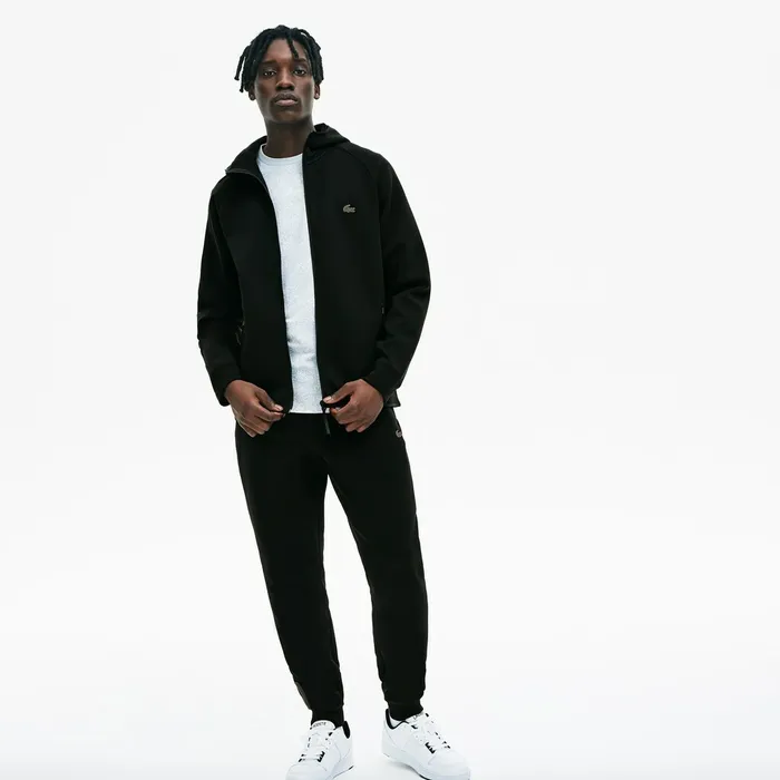 Motion Regular Fit FullZip Hoodie Black Mens Lacoste Sweatshirts Outlet