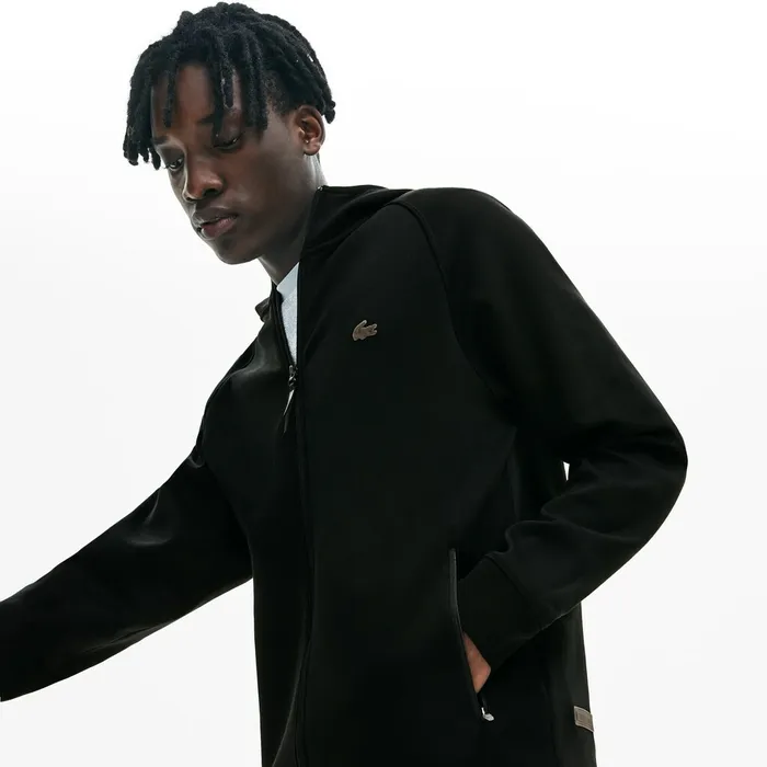 Motion Regular Fit FullZip Hoodie Black Mens Lacoste Sweatshirts Outlet