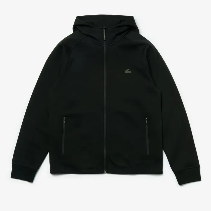 Motion Regular Fit FullZip Hoodie Black Mens Lacoste Sweatshirts Outlet