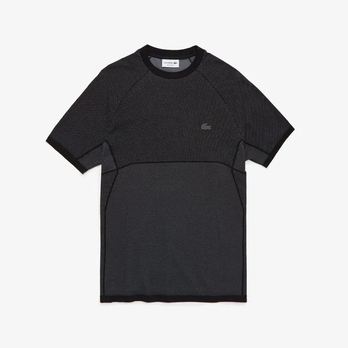 MOTION Regular Fit Jacquard Tshirt BlackGrey Mens Lacoste TShirts Online Store