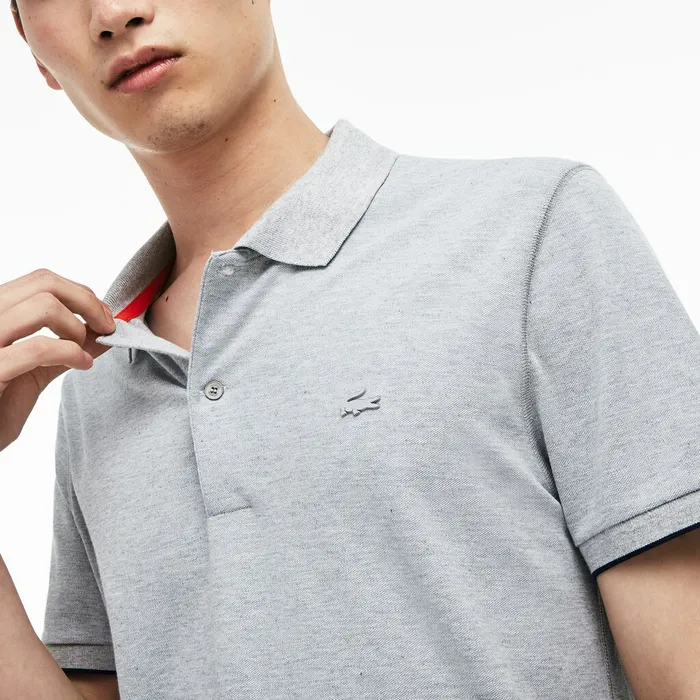 Motion Regular Fit Technical Petit Piqu Polo GreyNavy BlueRed Mens Lacoste Polos Online Store