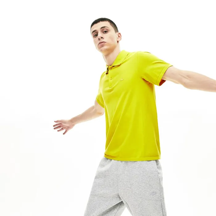 Motion Slim Fit Breathable Seamless Polo Yellow Mens Lacoste Polos Online