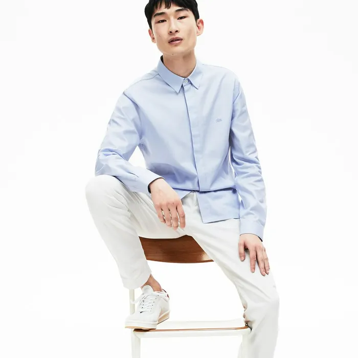 Motion Slim Fit Cotton Mini Piqu Shirt Light Blue Mens Lacoste Button Down Shirts USA Motion Slim Fit Cotton Mini Piqu Shirt Light Blue Mens Lacoste Button Down Shirts USA
