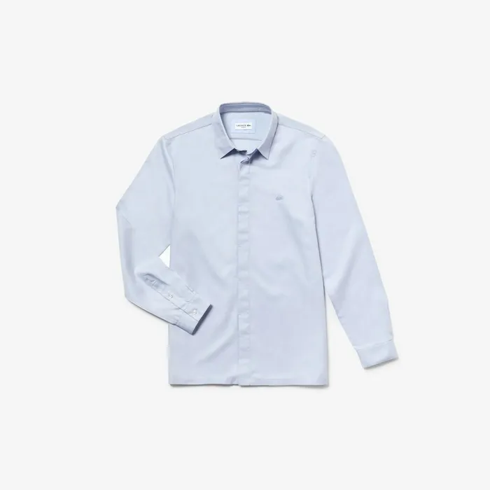 Motion Slim Fit Cotton Mini Piqu Shirt Light Blue Mens Lacoste Button Down Shirts USA