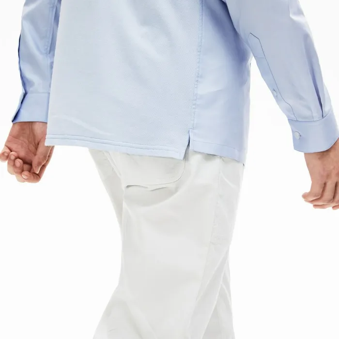 Motion Slim Fit Cotton Mini Piqu Shirt Light Blue Mens Lacoste Button Down Shirts USA
