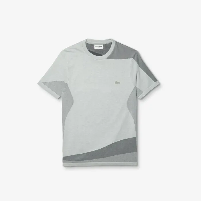 Motion Slim Fit MixedStitch Tshirt GreyBlack Mens Lacoste TShirts Gift for Friend