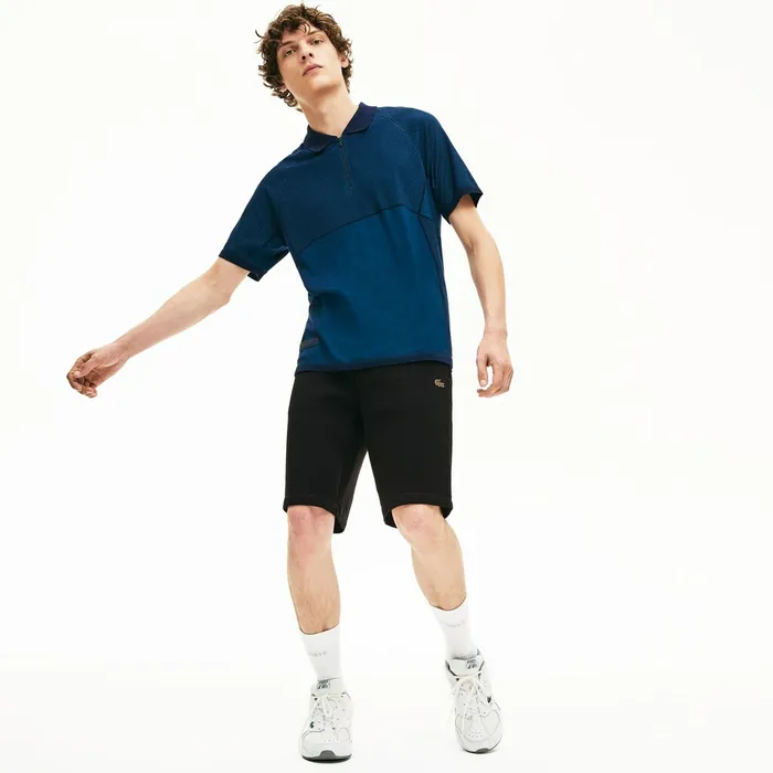 Motion Stretch Cotton Bermuda Shorts Black Mens Lacoste Pants and Shorts For Sale