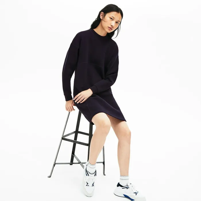 Motion Sweatshirt Dress Navy Blue Womens Lacoste Dresses and Skirts Store