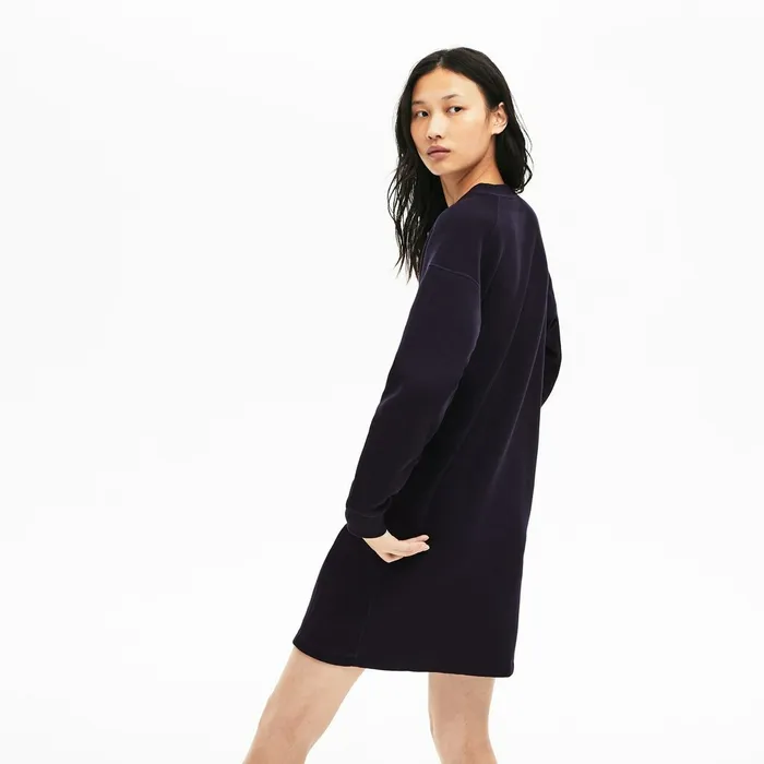 Motion Sweatshirt Dress Navy Blue Womens Lacoste Dresses and Skirts Store