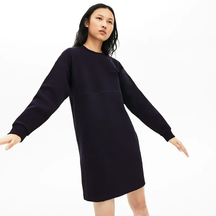 Motion Sweatshirt Dress Navy Blue Womens Lacoste Dresses and Skirts Store