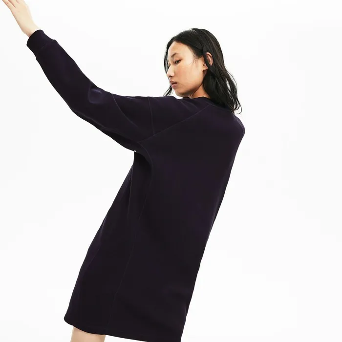 Motion Sweatshirt Dress Navy Blue Womens Lacoste Dresses and Skirts Store