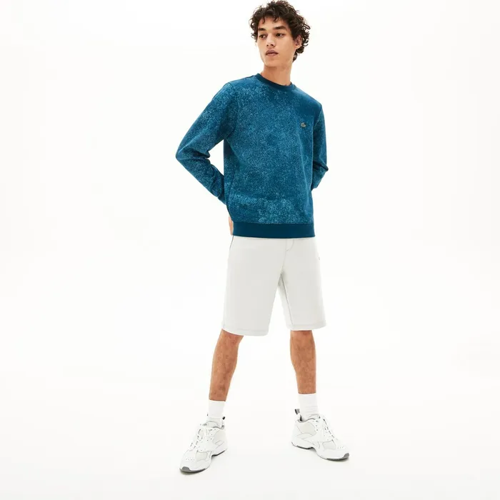 Motion Textured Crew Neck Sweatshirt Blue Mens Lacoste Sweatshirts Near Me