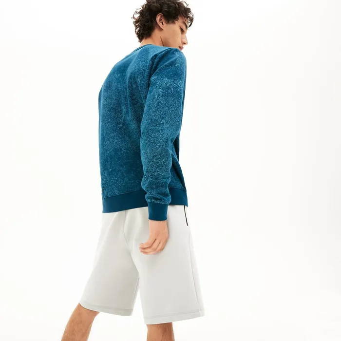 Motion Textured Crew Neck Sweatshirt Blue Mens Lacoste Sweatshirts Near Me
