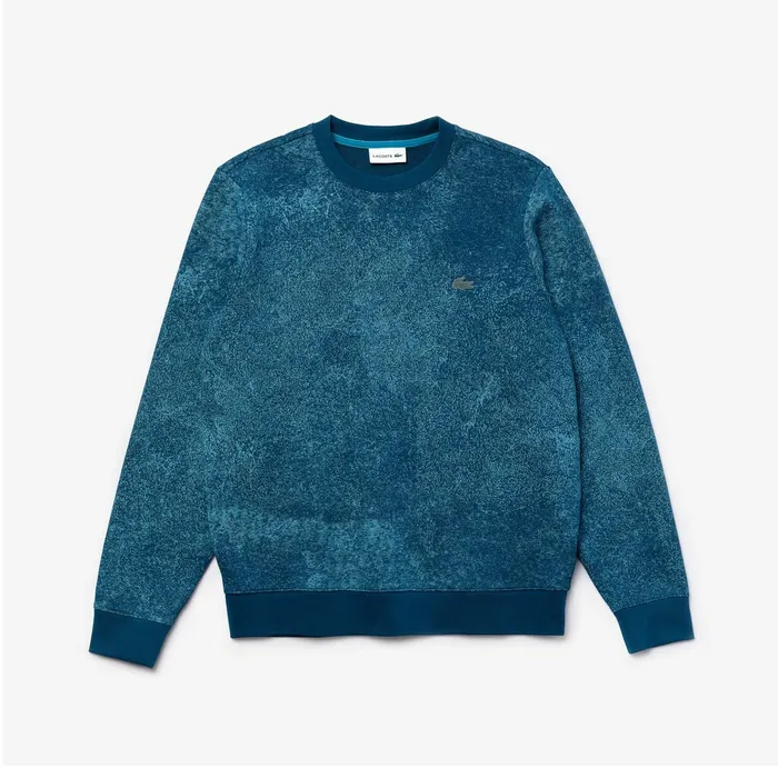 Motion Textured Crew Neck Sweatshirt Blue Mens Lacoste Sweatshirts Near Me