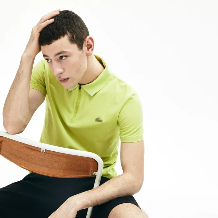 Motion UltraLightweight Cotton Polo Flashy YellowGrey Mens Lacoste Polos Online Store