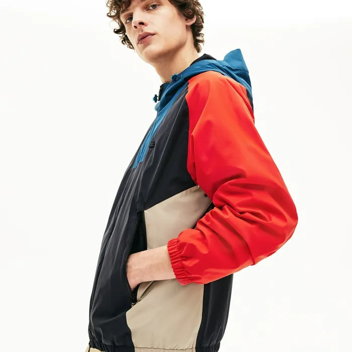 Motion WaterResistant Colorblock Zip Jacket Dark GreyNavy BlueRedBeige Mens Lacoste Jackets and Coats On Sale Motion WaterResistant Colorblock Zip Jacket Dark GreyNavy BlueRedBeige Mens Lacoste Jackets and Coats On Sale