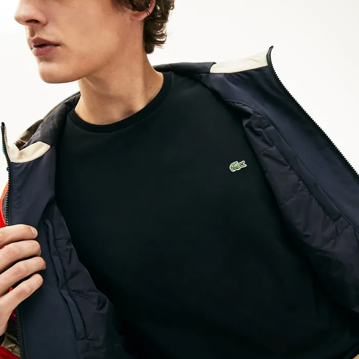 Motion WaterResistant Colorblock Zip Jacket Dark GreyNavy BlueRedBeige Mens Lacoste Jackets and Coats On Sale