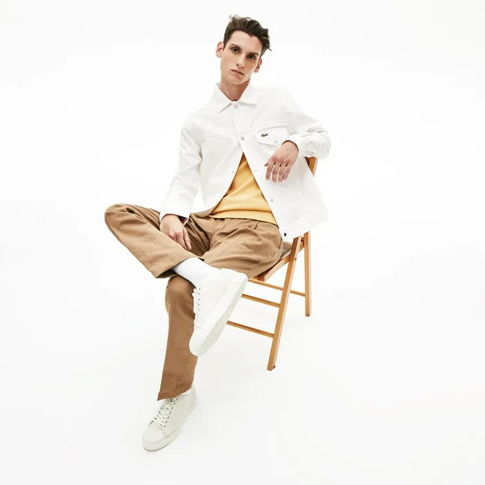 MultiPocket Denim Jacket White Mens Lacoste Jackets and Coats Online Store