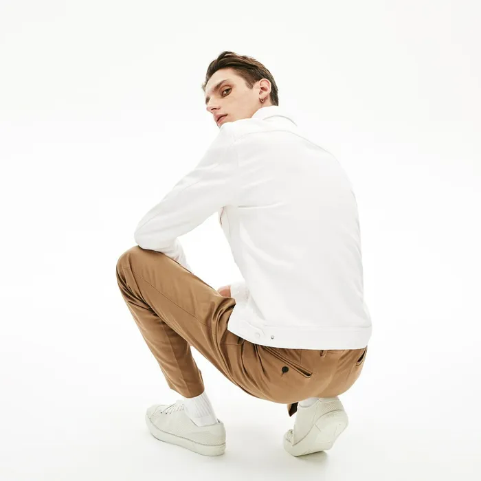 MultiPocket Denim Jacket White Mens Lacoste Jackets and Coats Online Store