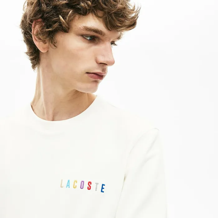 Multicolor Logo Fleece Sweatshirt White Mens Lacoste Sweatshirts Near Me