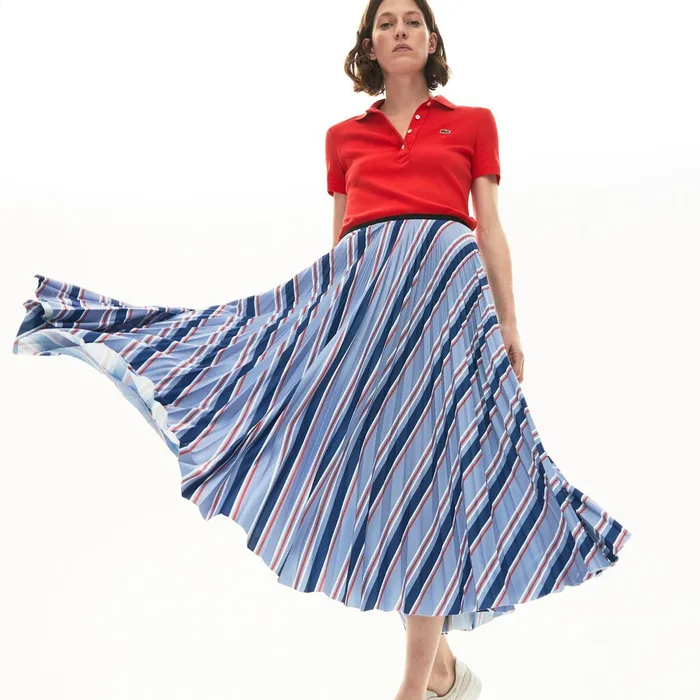 MultiColor Striped Pleated Skirt PurpleNavy BlueWhiteRed Womens Lacoste Dresses and Skirts For Sale Online MultiColor Striped Pleated Skirt PurpleNavy BlueWhiteRed Womens Lacoste Dresses and Skirts For Sale Online