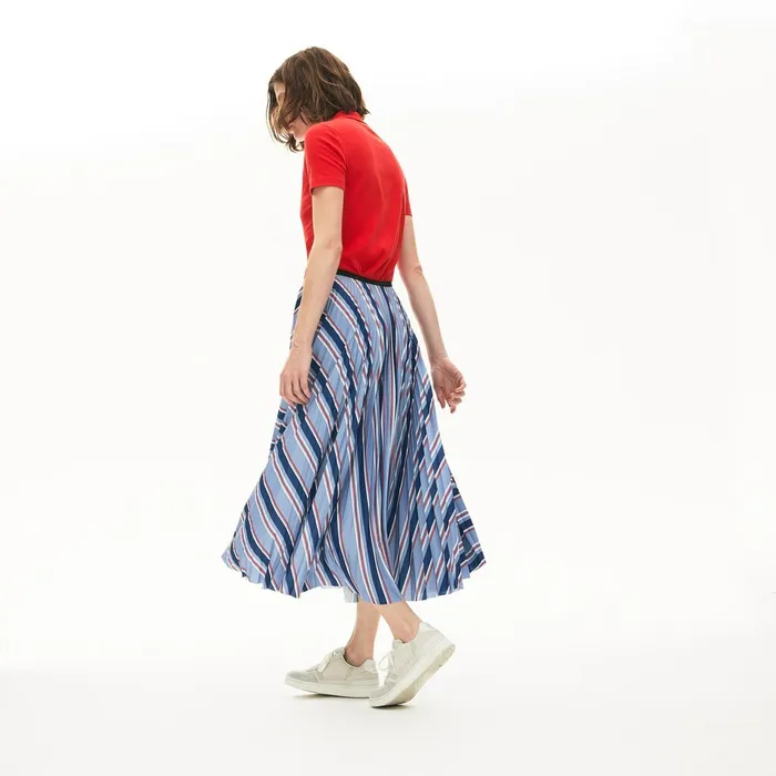 MultiColor Striped Pleated Skirt PurpleNavy BlueWhiteRed Womens Lacoste Dresses and Skirts For Sale Online