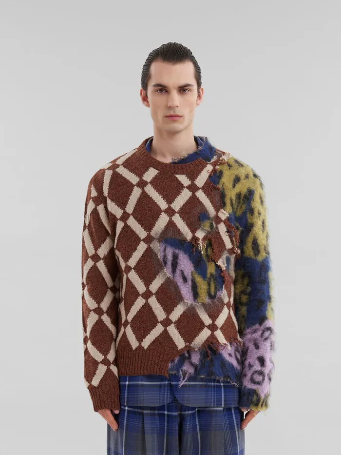 Multicolour Argyle Woolmohair Twoinone Jumper Men Marni Knitwear