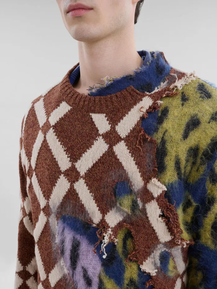 Multicolour Argyle Woolmohair Twoinone Jumper Men Marni Knitwear