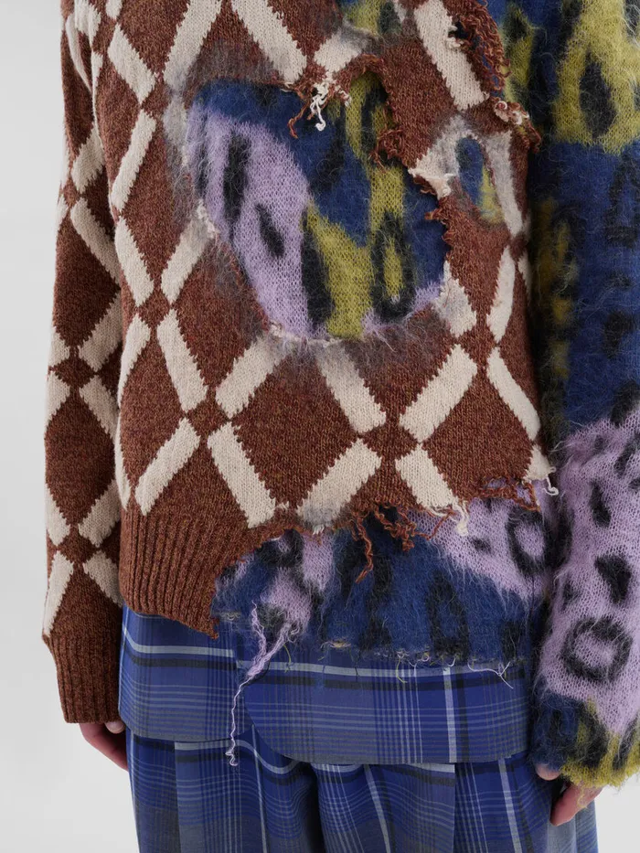 Multicolour Argyle Woolmohair Twoinone Jumper Men Marni Knitwear