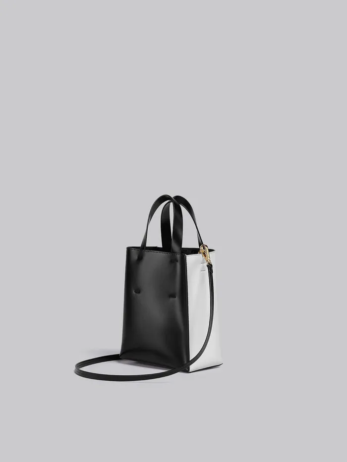 MUSEO Mini Bag In White And Black Leather Women Marni Tote Bags