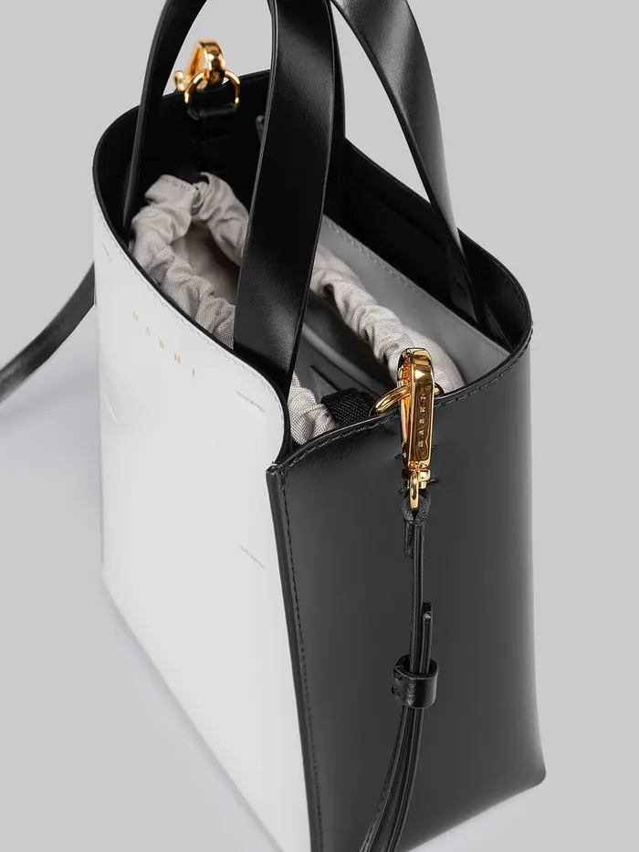MUSEO Mini Bag In White And Black Leather Women Marni Tote Bags