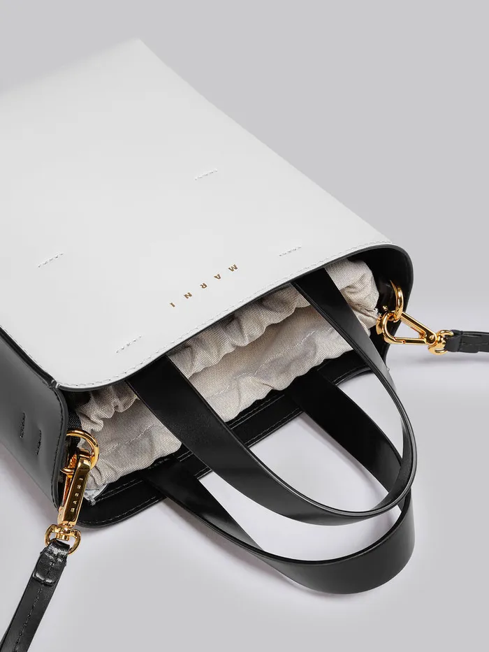 MUSEO Mini Bag In White And Black Leather Women Marni Tote Bags