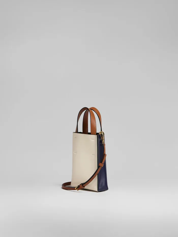 MUSEO Nano Bag In Blue And White Leather Women Marni Tote Bags